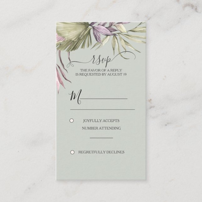 Boho Sage Vertical RSVP Enclosure Card (Front)