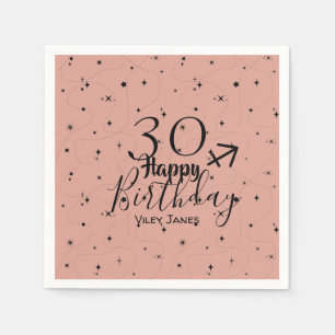 boho Sagittarius black stars pink birthday   Napkin