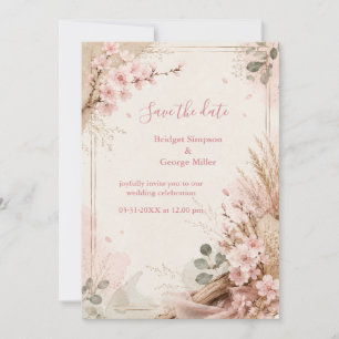 Boho Sakura Rustic Wedding Blooms Invitation