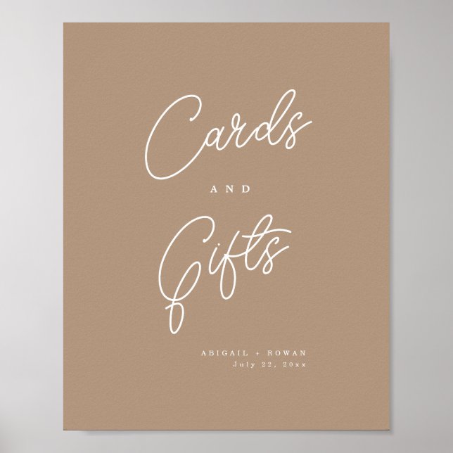 Boho Sand Minimalist Script Cards & Gifts Sign (Front)