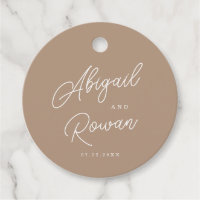 Boho Sand Minimalist Script Wedding Favour Tag