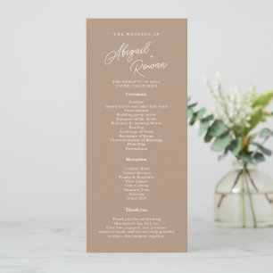 Boho Sand Script Minimalist Wedding Program Card