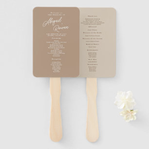 Boho Sand Script Minimalist Wedding Program Fan