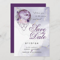 Boho Save the Date Dusty Purple Celestial Mandala