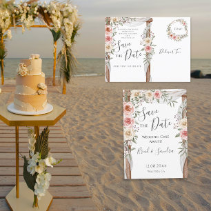 Boho Save the Date - Elegant Bohemian Floral Announcement Postcard