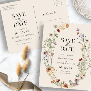 Boho Save The Date Postcard