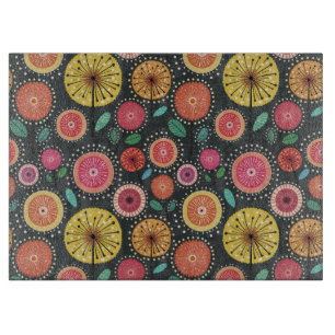 Boho Scandi folk floral Cutting Board