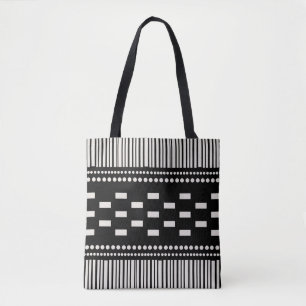 Boho Scandinavian Lines Dots Black White Tote Bag