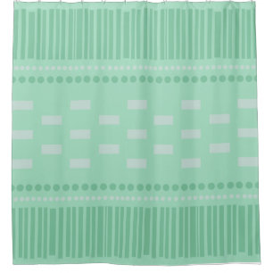 Boho Scandinavian Lines Dots Mint Green Shower Curtain