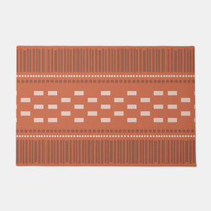 Boho Scandinavian Lines Dots Rust Doormat