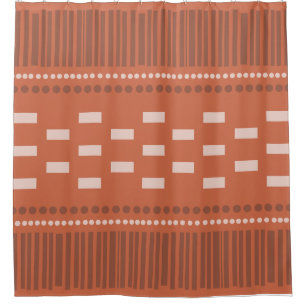 Boho Scandinavian Lines Dots Rust Shower Curtain