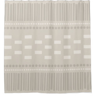 Boho Scandinavian Lines Dots Taupe Shower Curtain