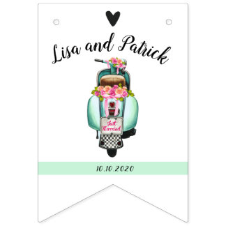 Boho scooter wedding bunting flags