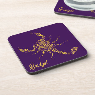 Boho Scorpio Decorative Personalised Coaster