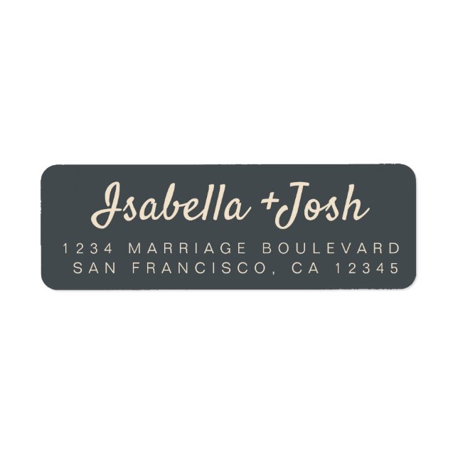 Boho Script Black Ivory Wedding Return Address Label (Front)