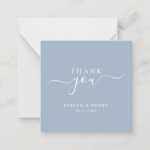 Boho Script Dusty Blue Wedding Budget Thank You Card