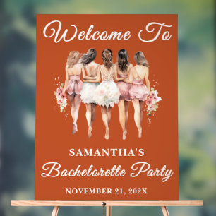 Boho Script Fall Bachelorette Party Welcome Acrylic Sign