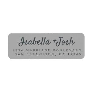 Boho Script Grey Wedding Return Address Label