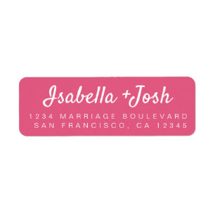 Boho Script Hot Pink Wedding Return Address Label