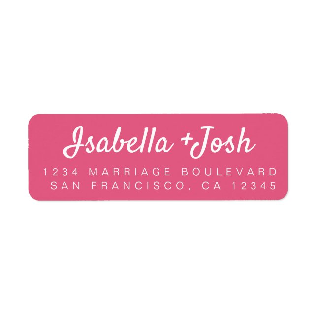 Boho Script Hot Pink Wedding Return Address Label (Front)