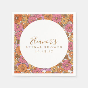 Boho Script Ochre Pink Floral Bridal Shower Custom Napkin