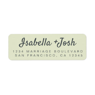 Boho Script Pastel Green Wedding Return Address Label