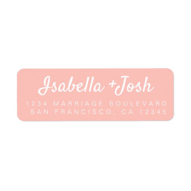 Boho Script Pastel Pink Wedding Return Address Label (Front)