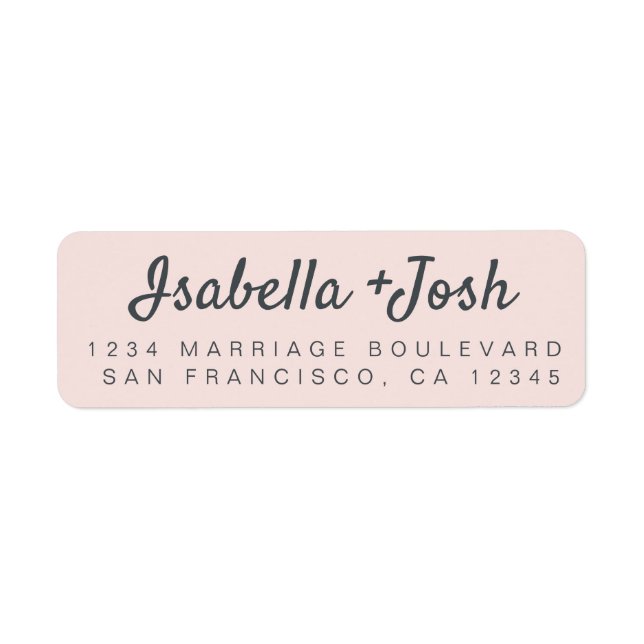 Boho Script Pastel Pink Wedding Return Address Label (Front)