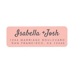 Boho Script Pastel Pink Wedding Return Address Label