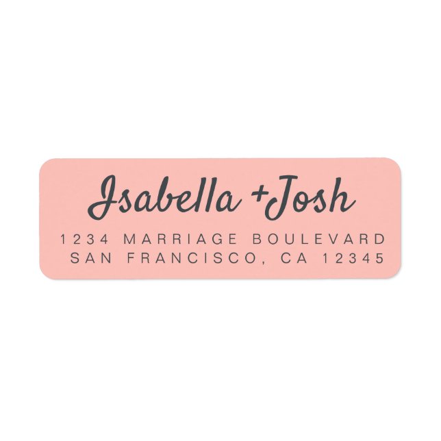 Boho Script Pastel Pink Wedding Return Address Label (Front)