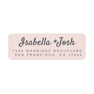 Boho Script Pastel Pink Wedding Return Address Return Address Label