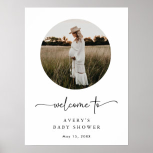 Boho Script Photo Baby Shower Welcome Sign