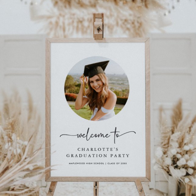 Boho Script Photo Graduation Welcome Sign (Creator Uploaded)