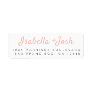 Boho Script Pink White Wedding Return Address Return Address Label