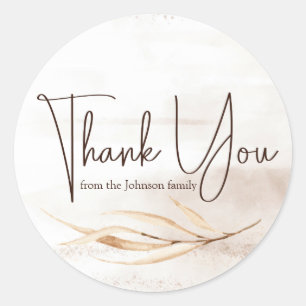 Boho Script Thank You Classic Round Sticker