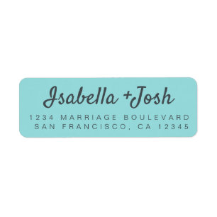 Boho Script Turquoise Wedding Return Address Label