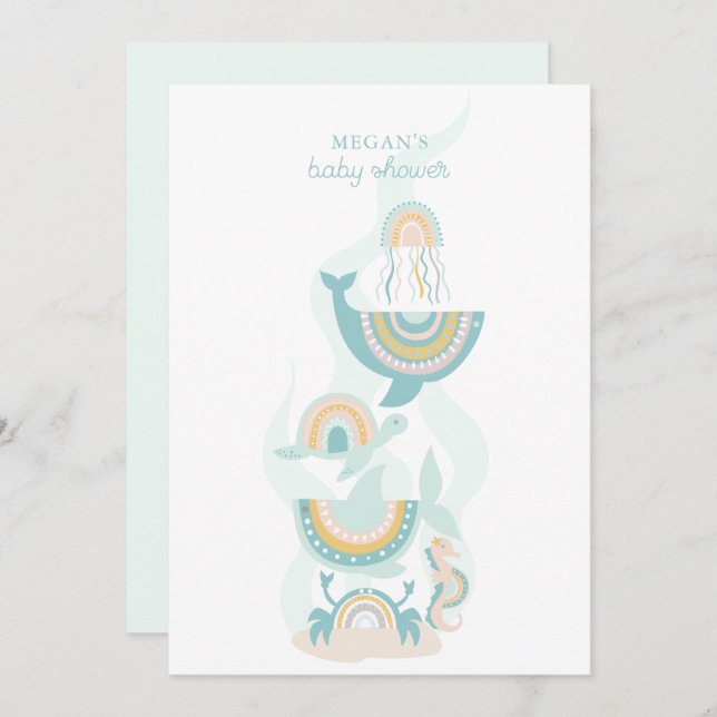 Boho Sea Animal Baby Shower Invitation (Front/Back)
