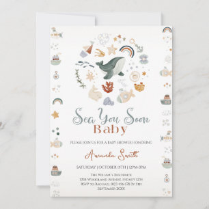 Boho Sea You Soon Nautical baby shower Invitation