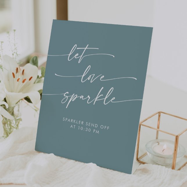 Boho Seafoam Teal Sparkler Send Off Wedding Pedestal Sign (Boho Seafoam Teal Sparkler Send Off Wedding Pedestal Sign)