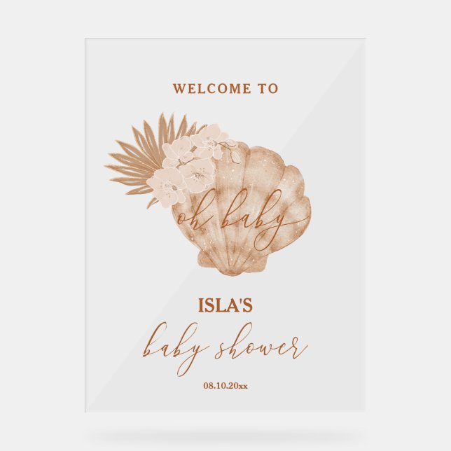 Boho Seashell Baby Shower Welcome Acrylic Sign