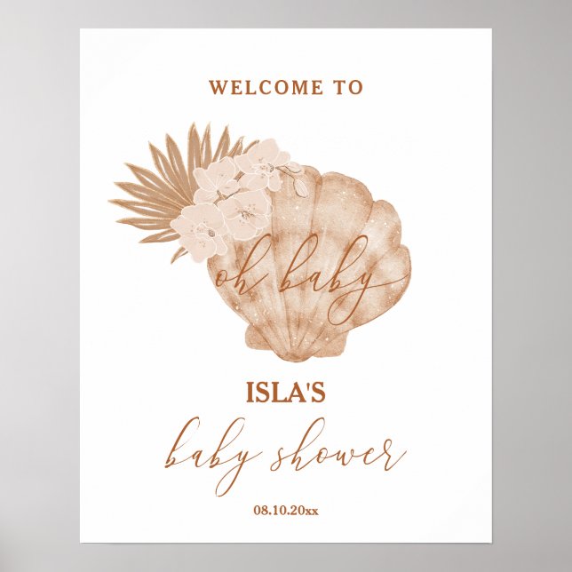 Boho Seashell Baby Shower Welcome Poster (Front)