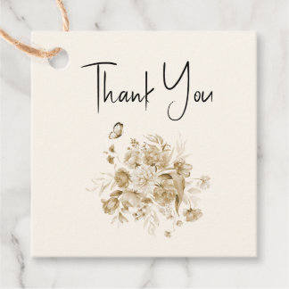 Boho Sepia Floral Baby Shower Favour Tags
