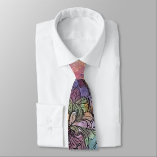 Boho Shabby Chic Flower Garden Watercolor Tie