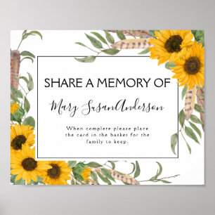Boho Share a Memory of Attendance Card Sign