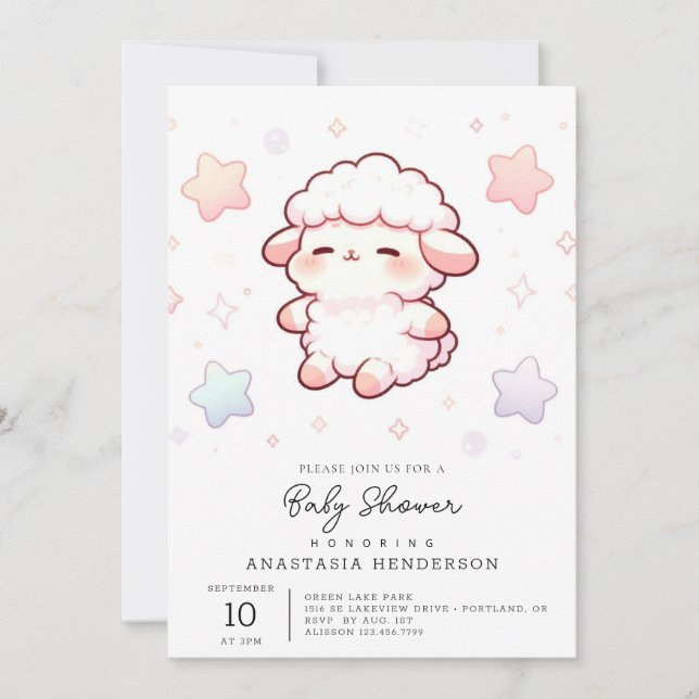 Boho Sheep Baby Shower Invitation (Front)