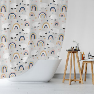 Boho Sheep Rainbow Print Shower Curtain
