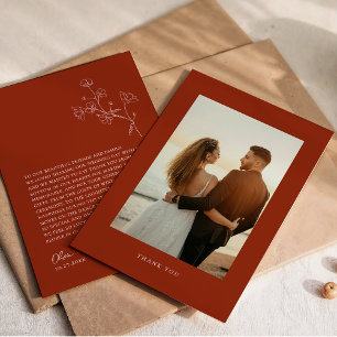 Boho Sienna Terracotta Floral Wedding Thank You Card