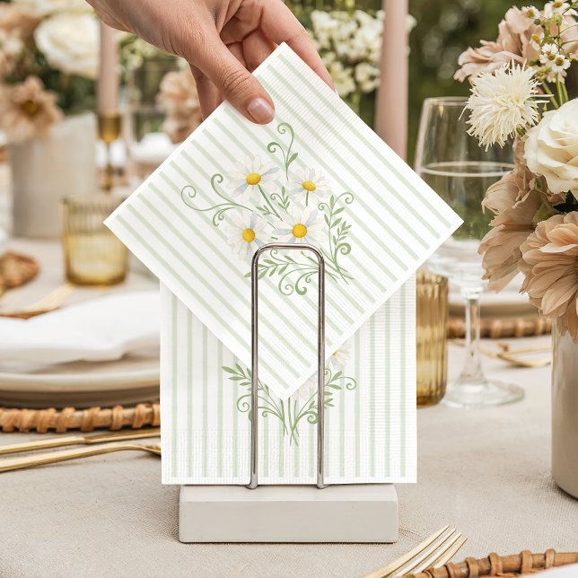 Boho Silly Goose Daisy Sage Green Baby Shower Napkin (Creator Uploaded)