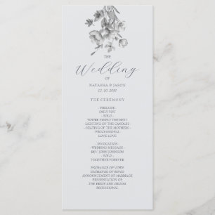 Boho Silver Floral Wedding Program
