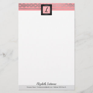 Boho Silver Frame Initial & Name Monogram Statione Stationery
